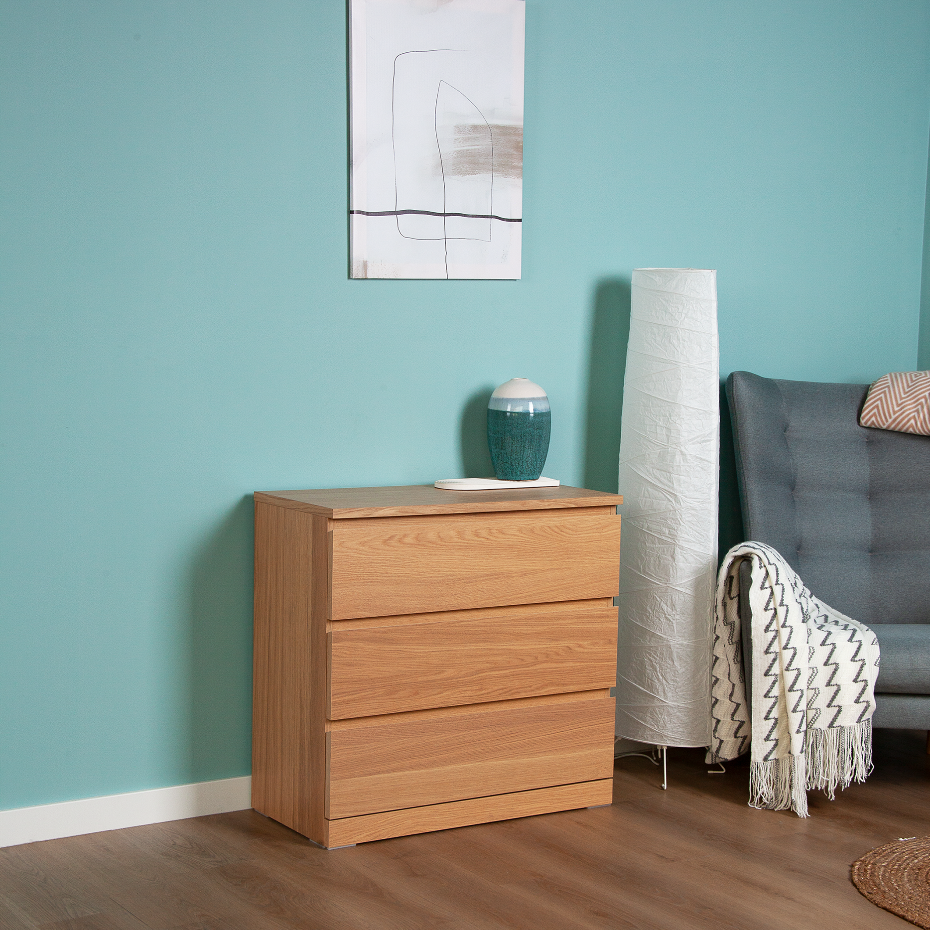 Изображение товара Комод Гуд Лакк Варма 80х77.5х40 см 3 ящика шпон дуба беленый дуб