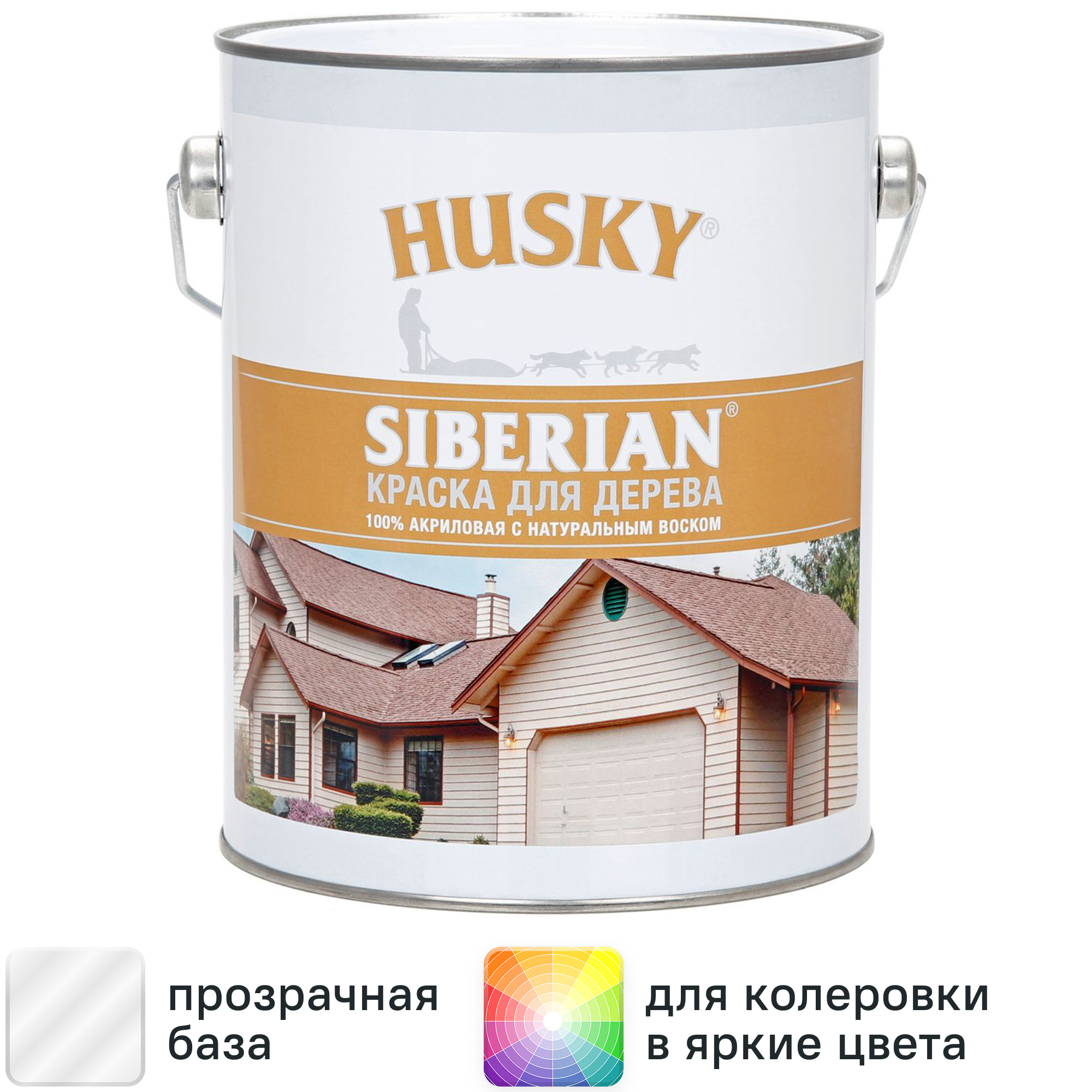 Изображение товара Акриловая краска Husky Siberian полуматовая для дерева 2.7 л