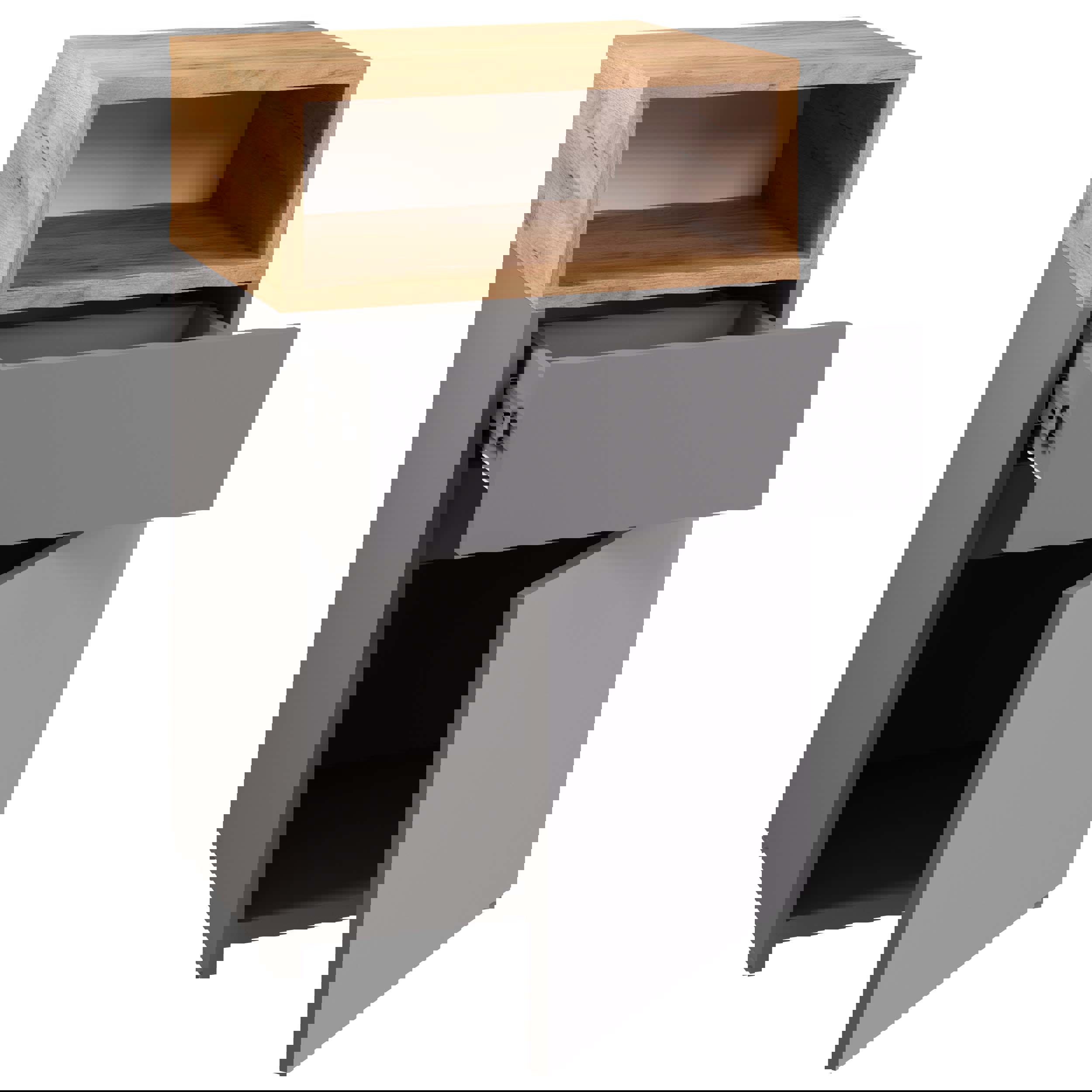 Изображение товара Тумба прикроватная Атмосфера Нова 40x64x35 см 1 ящик ЛДСП цвет серый/дуб крафт золотой