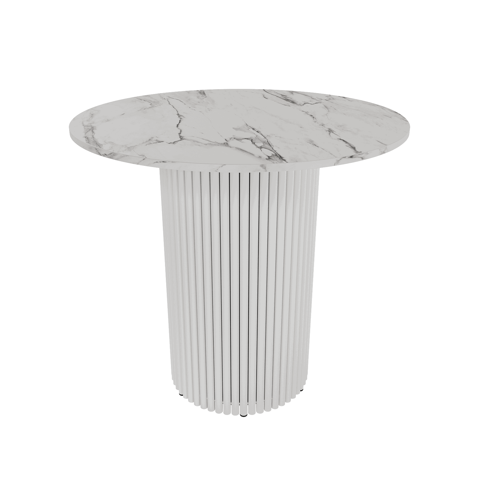 Изображение товара Круглый кухонный стол Genglass Trubis GGT-03-3-5-L-80 80x80 см белый мрамор