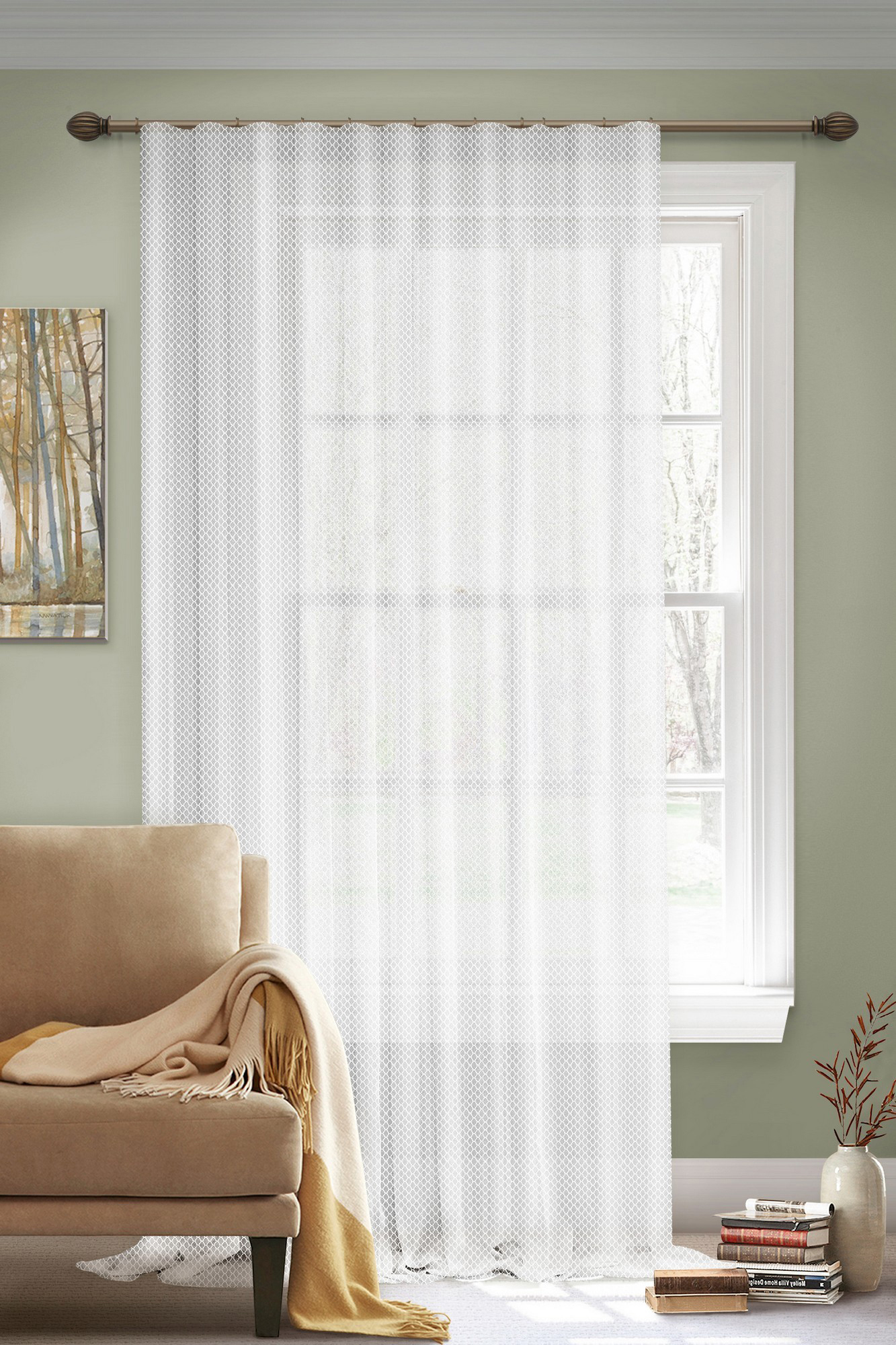 Изображение товара Тюль на ленте Leopar 300x280 см белый для гостиной и спальни