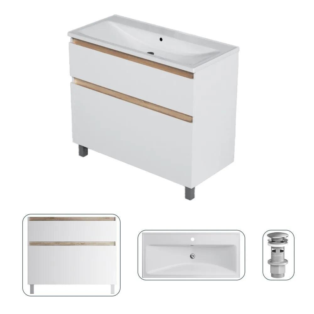 Изображение товара Тумба с раковиной Am.pm M85FSX1002WC100WG-M100 X-Joy 100 см напольная с донным клапаном белая