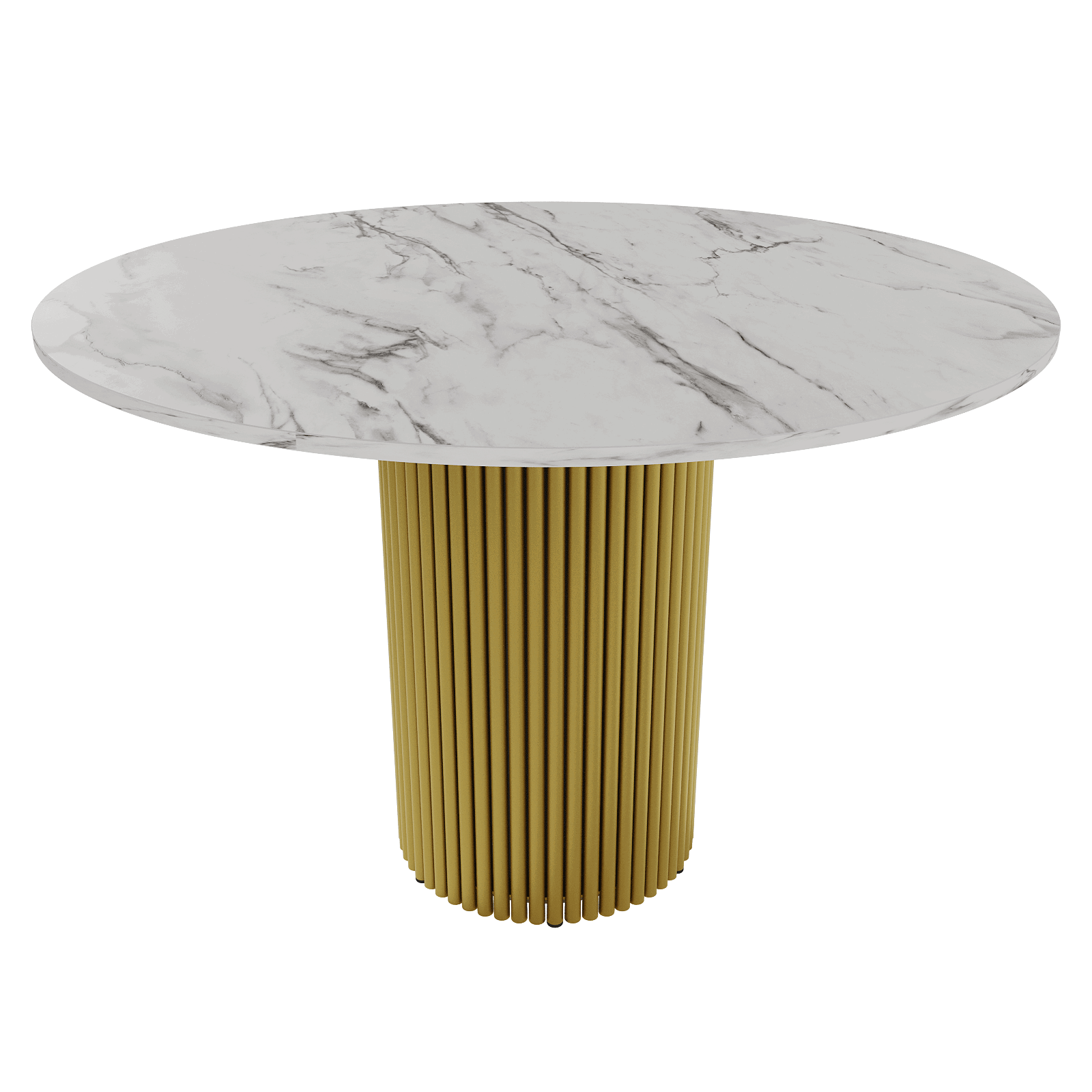 Изображение товара Круглый кухонный стол Genglass Trubis 110x110 см белый мрамор