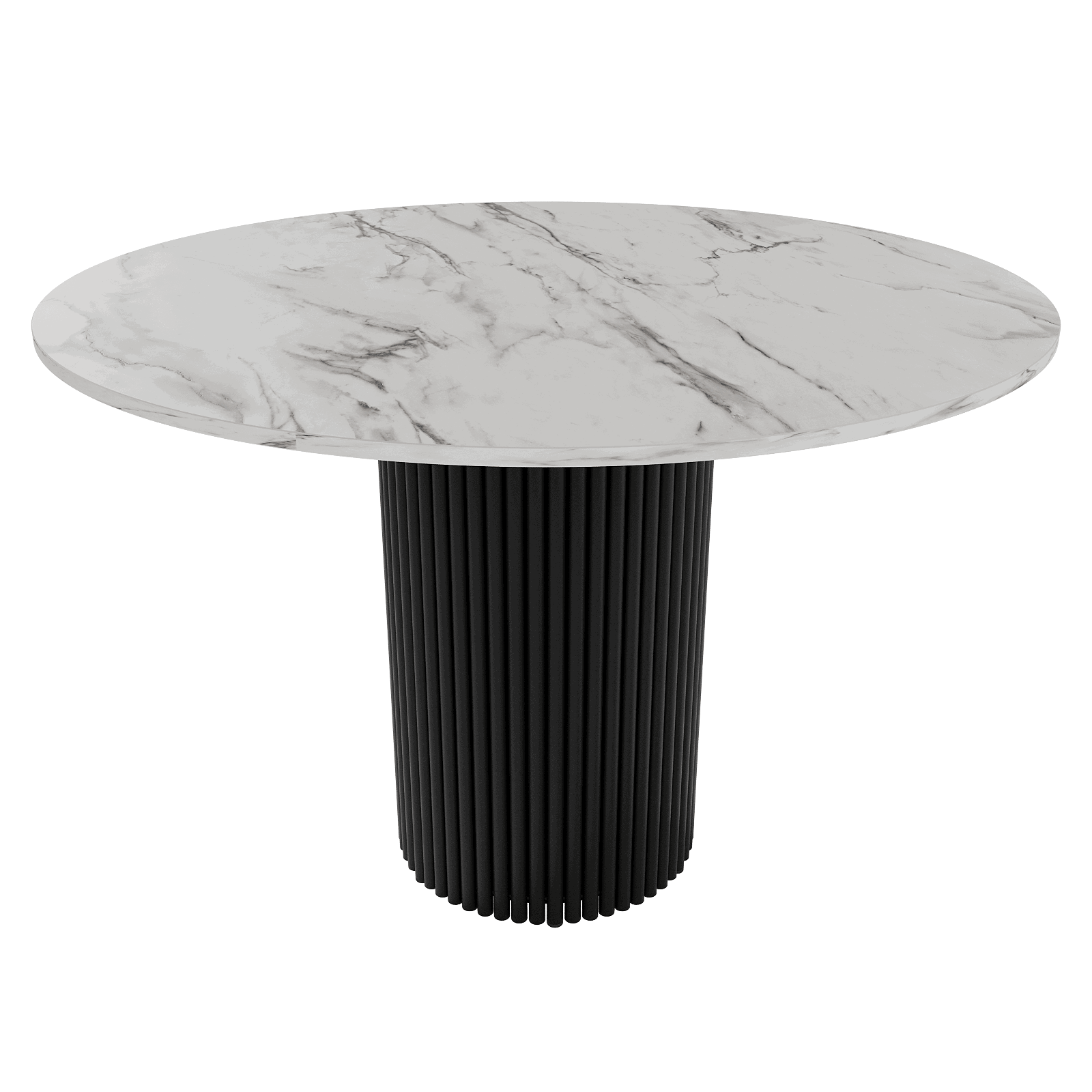 Изображение товара Круглый кухонный стол Genglass Trubis диаметром 110 см белый мрамор