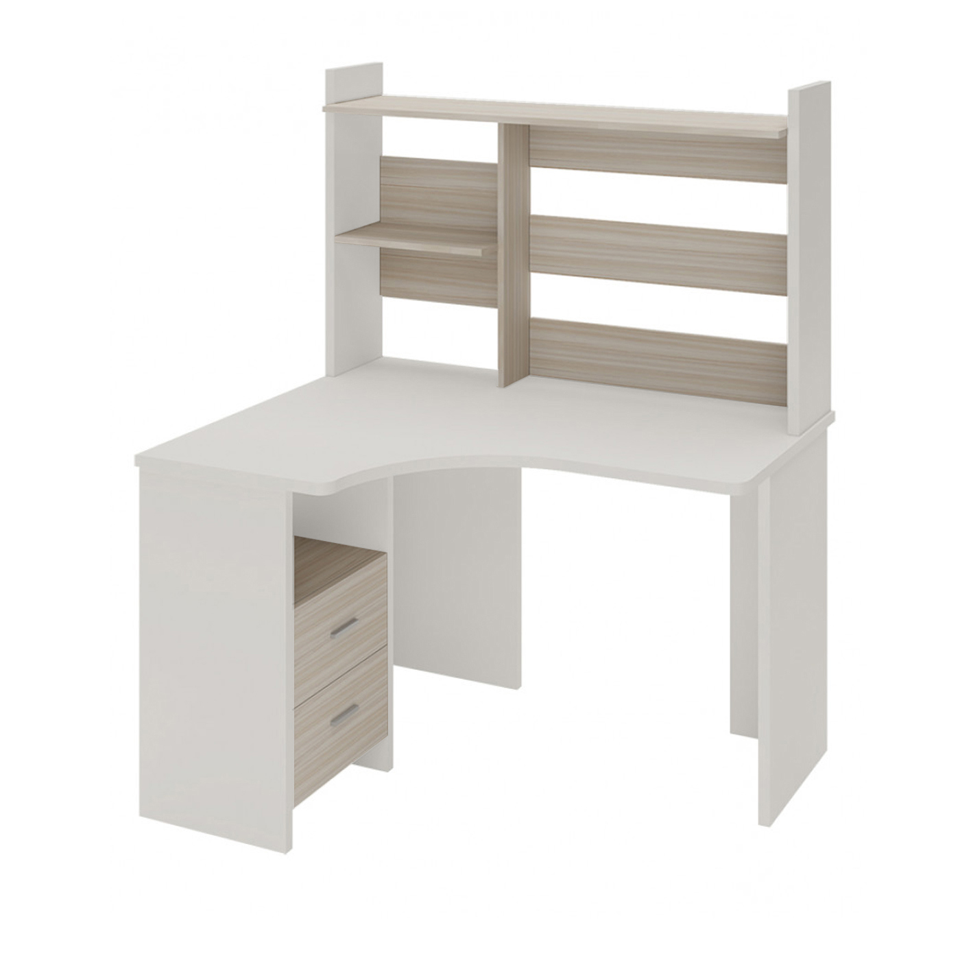 Изображение товара Угловой компьютерный стол Мэрдэс СКЛ-Угл120+НКЛ-120 белый с карамелью