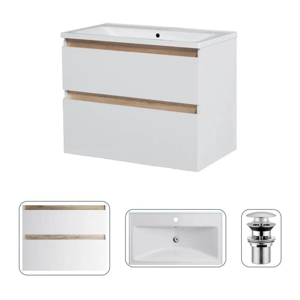 Изображение товара Тумба с раковиной Am.pm X-Joy 80 см подвесная с донным клапаном белый Германия