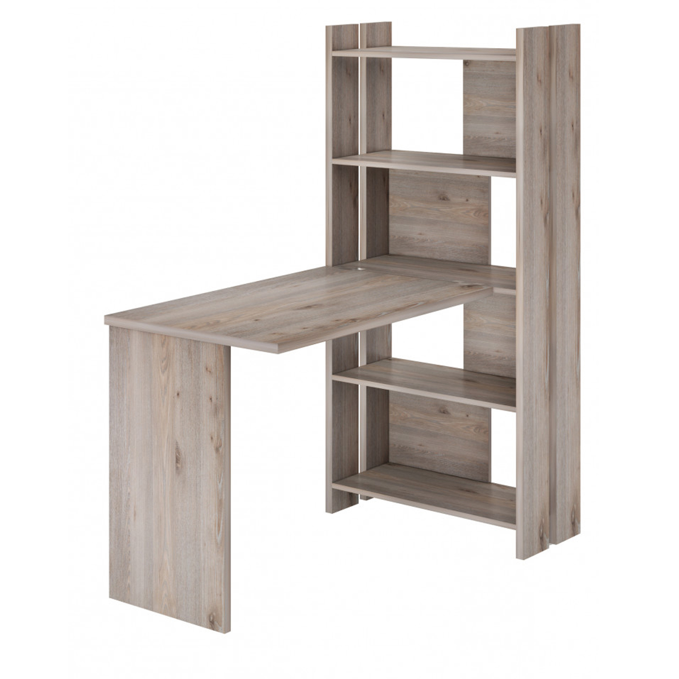 Изображение товара Стол Мэрдэс СТЛ-ОВ+С100 угловой с полками, цвет ясень шимо светлый