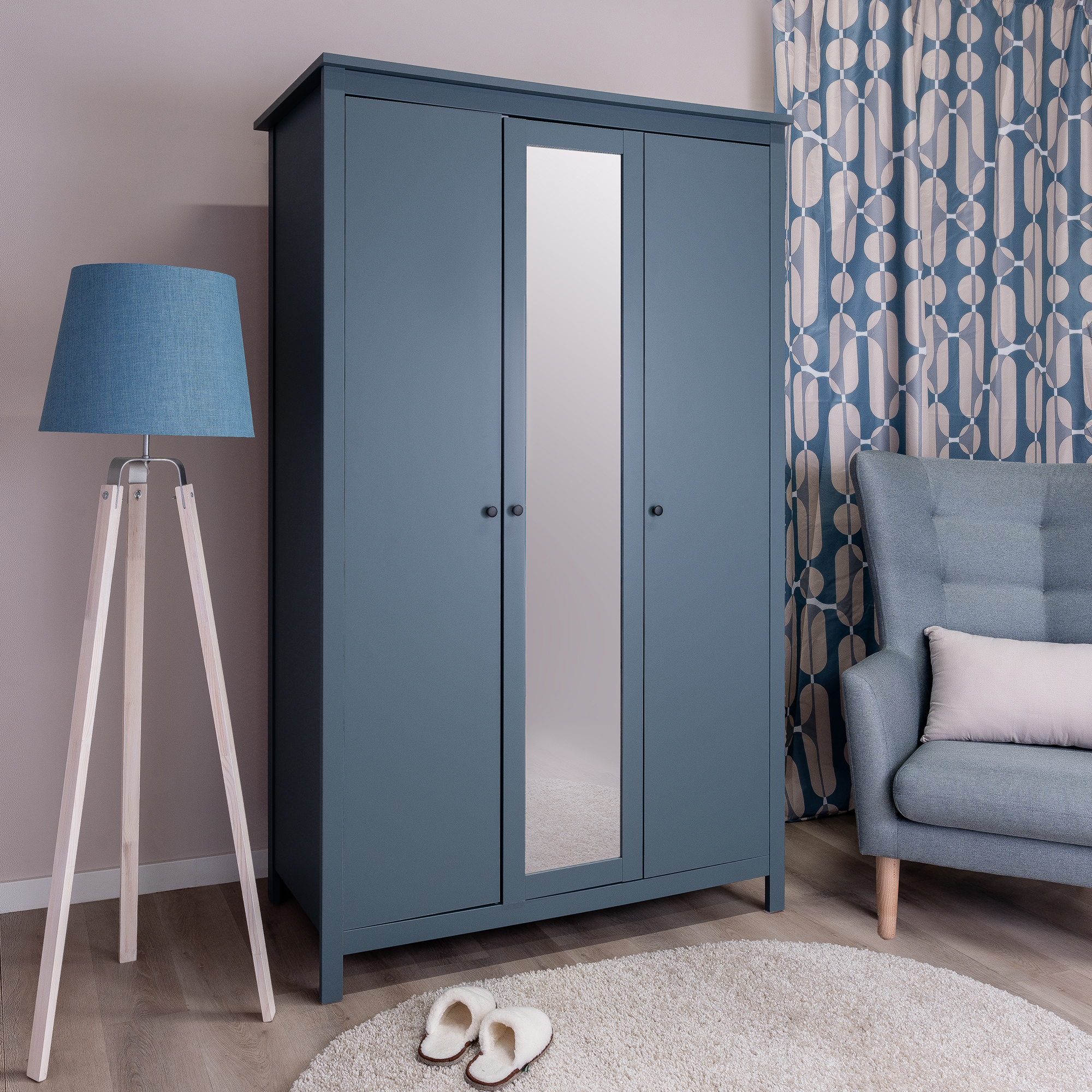 Изображение товара Шкаф распашной Гуд Лакк САГА 3 двери зеркало зеленый Минимализм