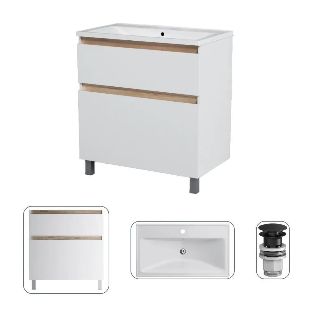 Изображение товара Тумба с раковиной Am.pm M85FSX0802WC080WG-P22 X-Joy 80 см напольная белая