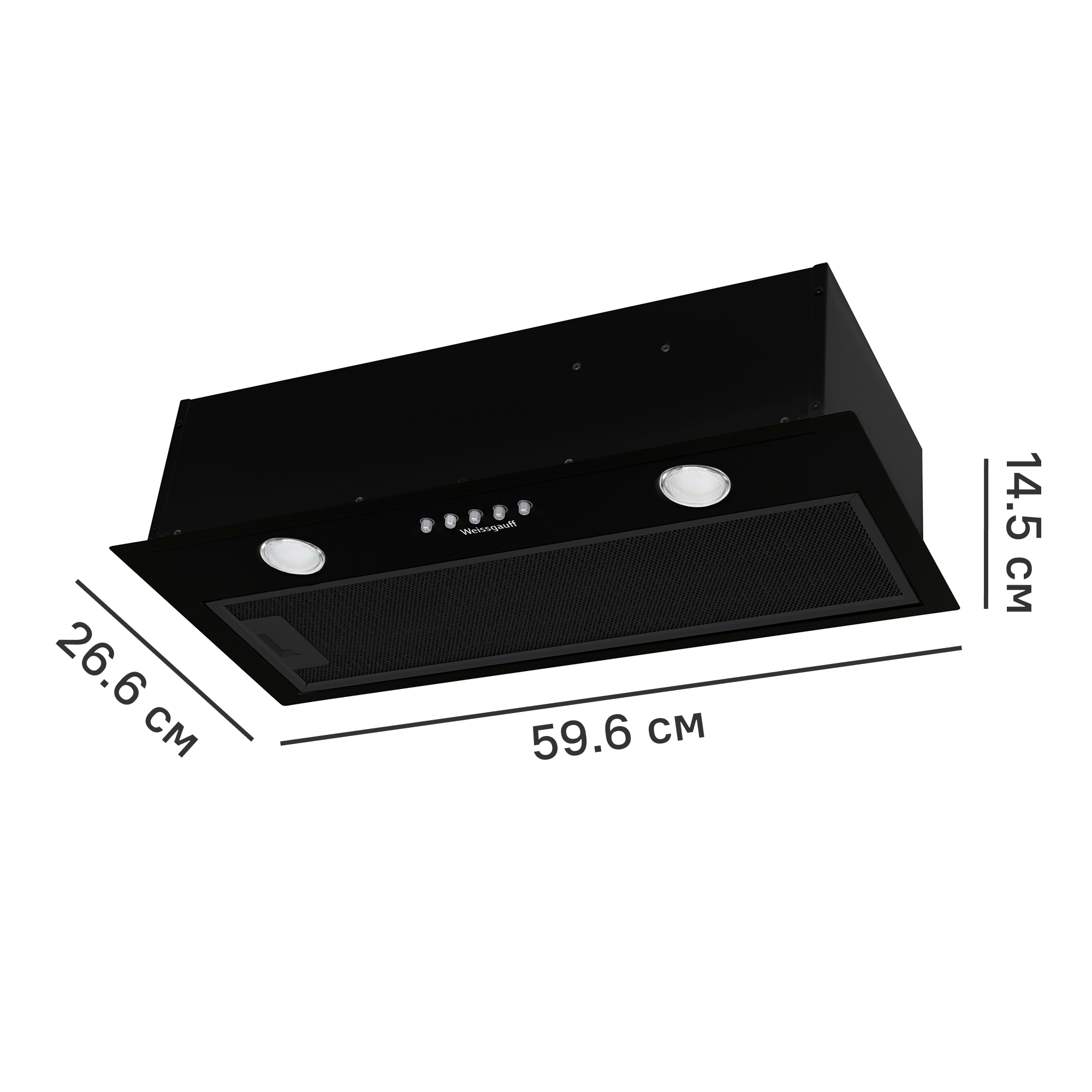 Вытяжка встраиваемая Weissgauff Alpha 60 PB 60 см цвет черный