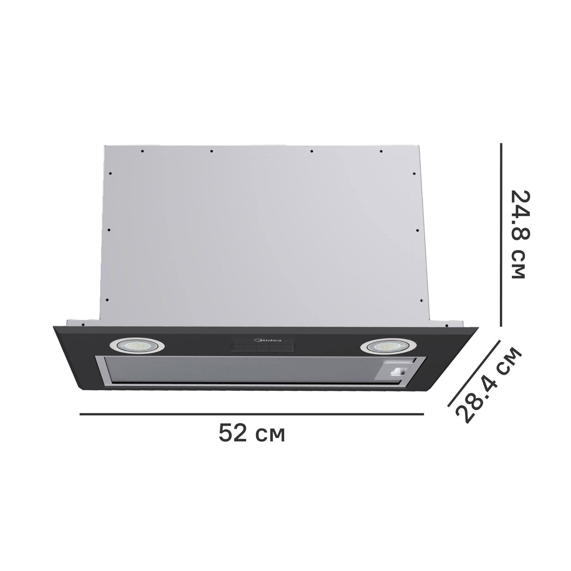 Изображение товара Встраиваемая вытяжка Midea MH60I370B 52 см черный - высокая производительность и стиль