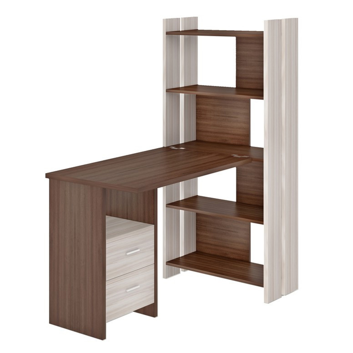 Изображение товара Угловой стол Мэрдэс СТЛ-ОВ+С100Прям КШ-Ч из ЛДСП карамель и ясень шимо темный