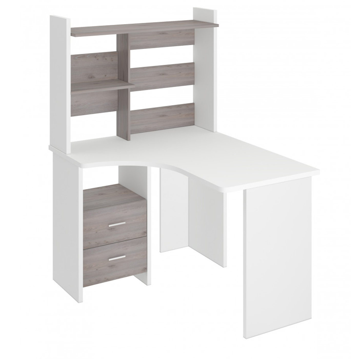 Изображение товара Стол Мэрдэс СКЛ-Угл120+НКЛ-100 БЕН ЛЕВ белый с ясенем шимо светлым 100x152x120 см