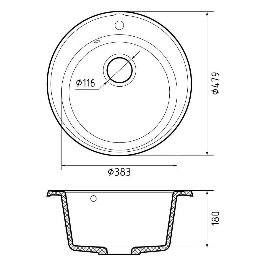 Изображение товара Мойка для кухни ЭКО-М 4800 из кварца черная с реверсивным монтажом