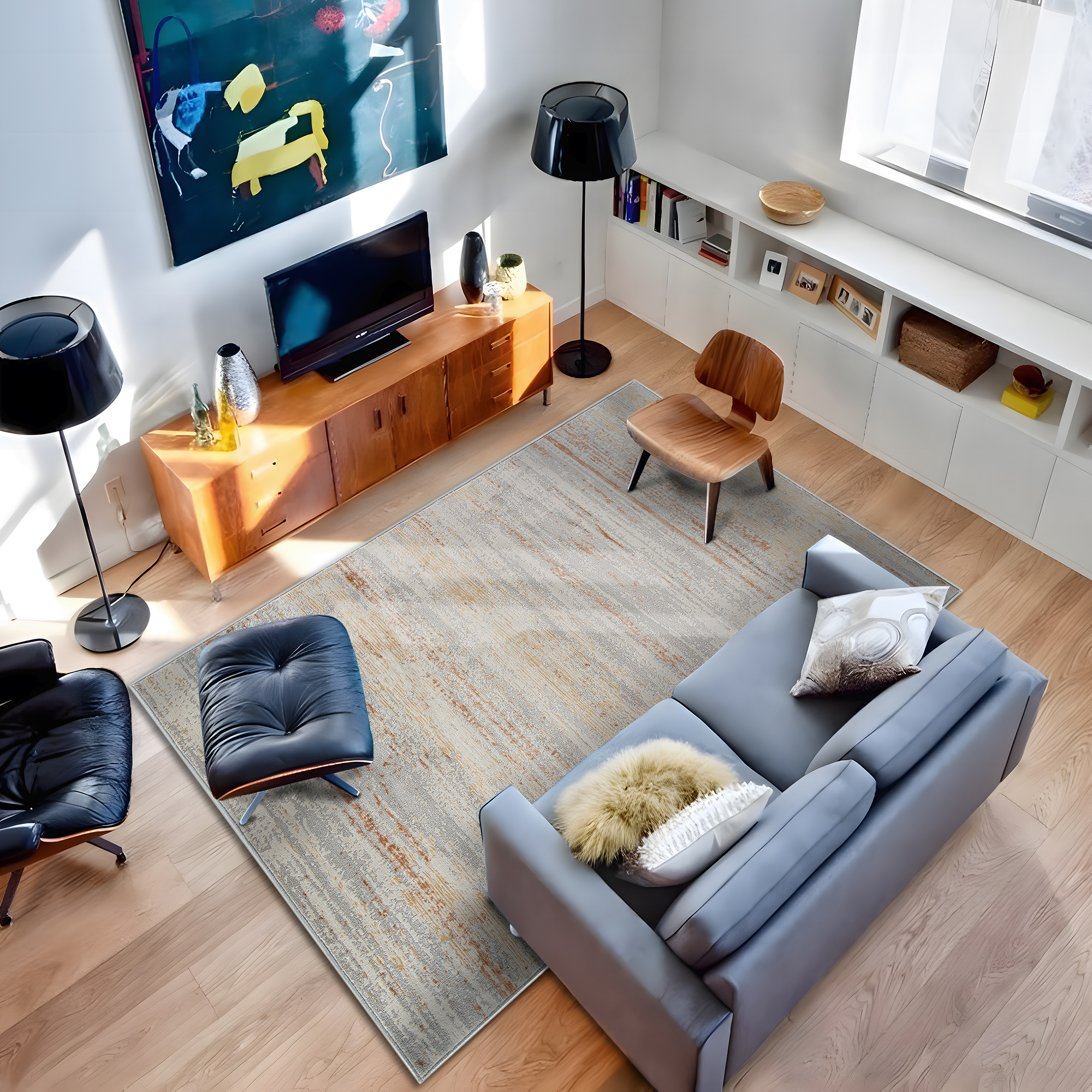 Изображение товара Ковер Merinos Зингер 160x230 см полипропилен абстрактный серый, 10 лет гарантии