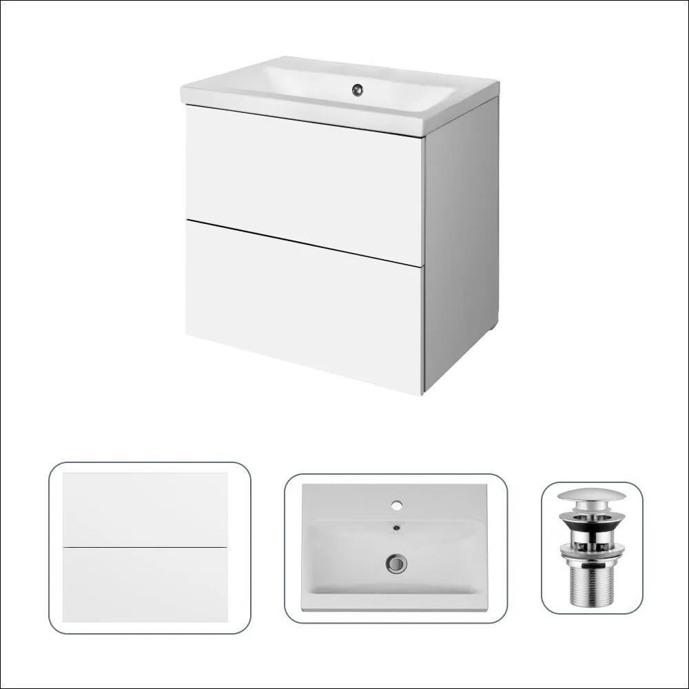 Изображение товара Тумба с раковиной Am.pm Gem 60 см подвесная с донным клапаном и 2 ящика