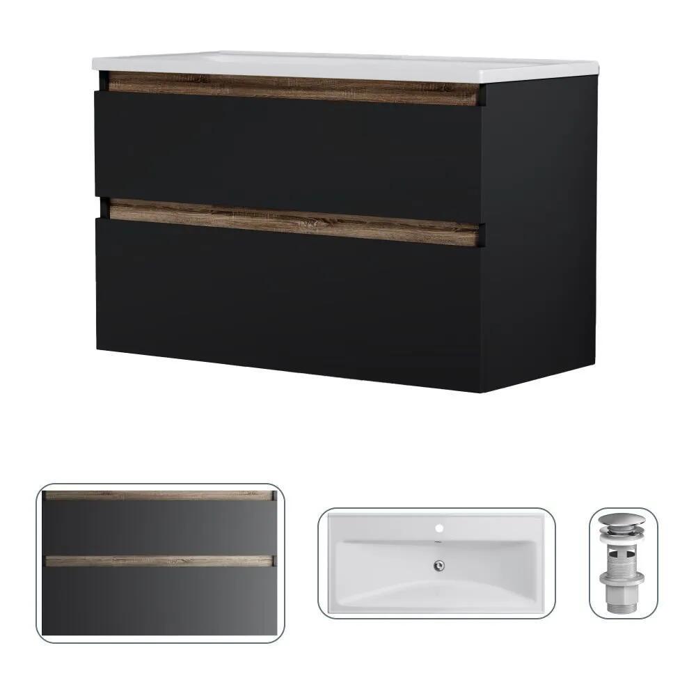 Изображение товара Тумба с раковиной Am.pm M85FHX1002BMWC100WG-M100 100 см подвесная черная