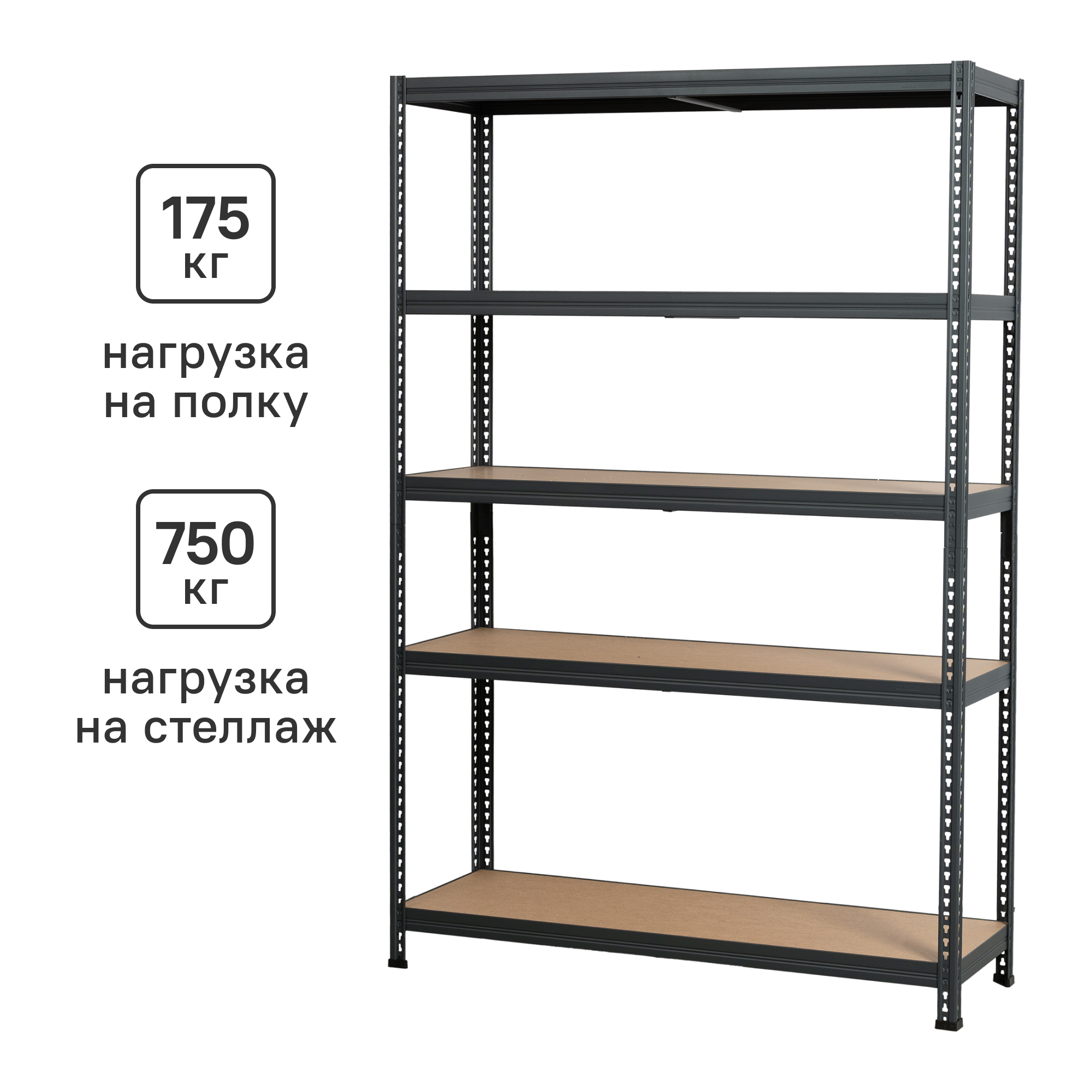 Изображение товара Стеллаж металлический 5 полок 180x120x40 см черный для дома и офиса