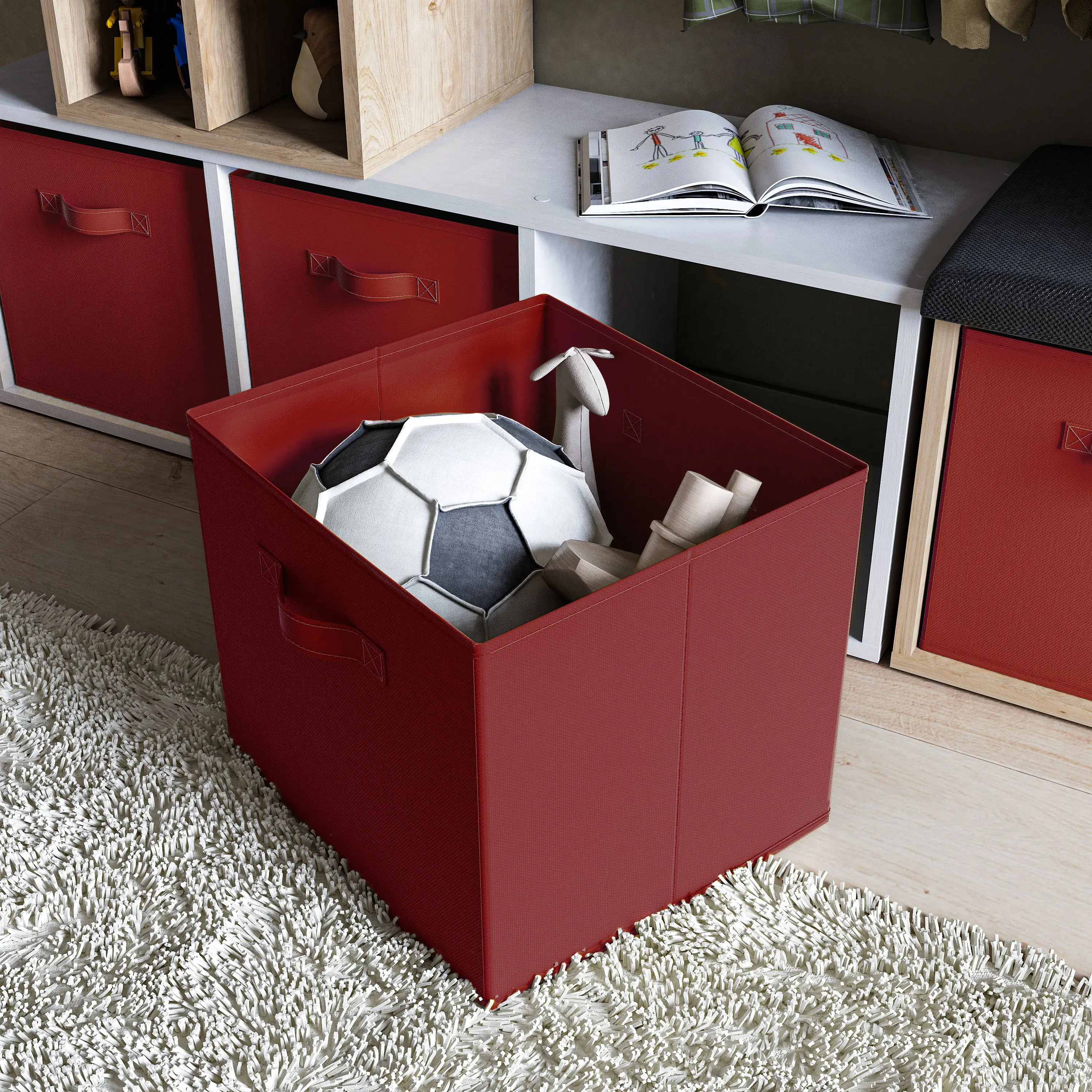 Короб Spaceo KUB 31x31x31 см 29.7 л полипропилен цвет тёмно-красный - 4