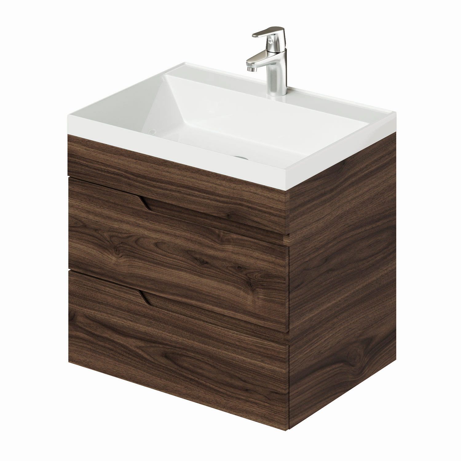 Изображение товара Тумба под раковину подвесная Итана 4657834372689 59.6см с раковиной цвет коричневый