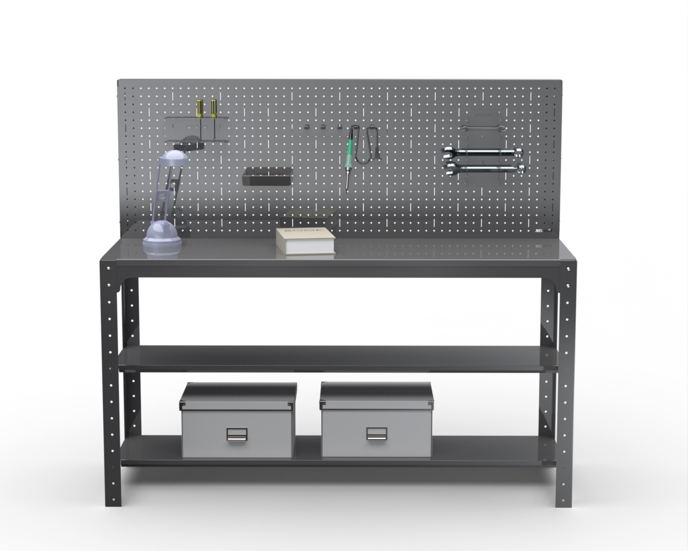 Изображение товара Металлический стол Metalex 201382 с перфопанелью и полками