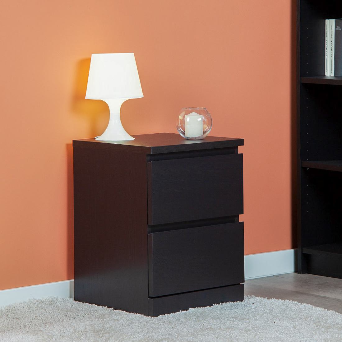 Изображение товара Прикроватная тумба Варма 40.3x54.8x40 см с 2 ящиками и шпон ясеня черная