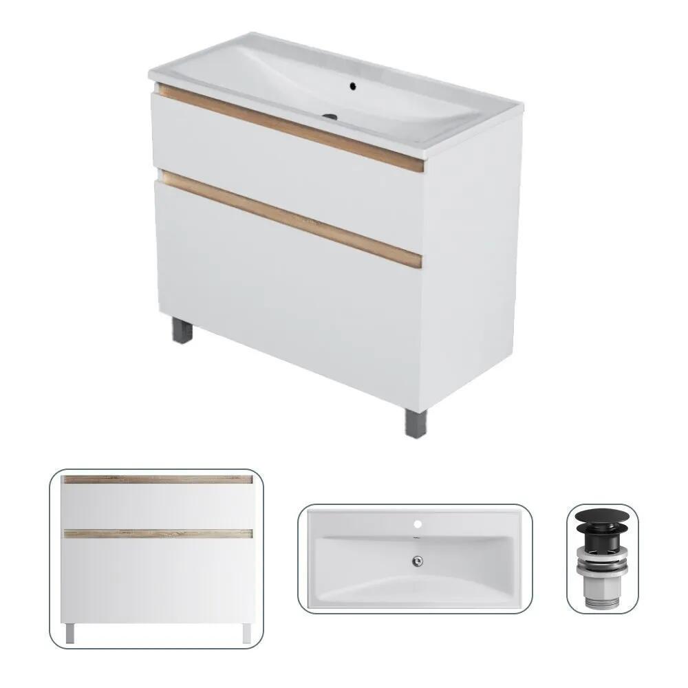 Изображение товара Тумба с раковиной Am.pm X-Joy 100 см белая напольная с донным клапаном