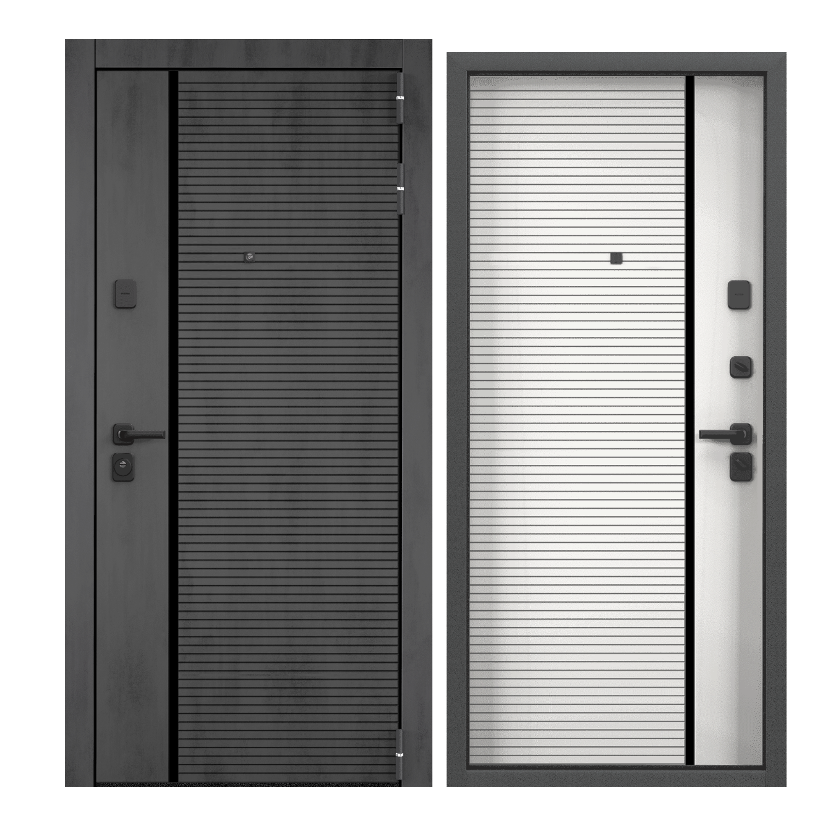 Изображение товара Входная дверь Buldoors 90 РР ФЛС-248 правый 205x86см цвет букле графит/белый матовый