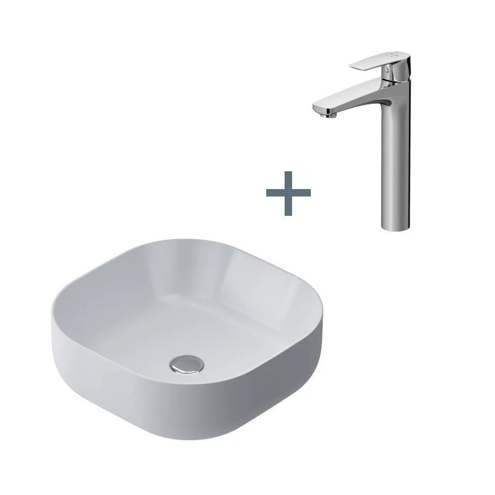 Изображение товара Раковина для ванной AM.PM накладная со смесителем Gem хром 43 см на столешницу