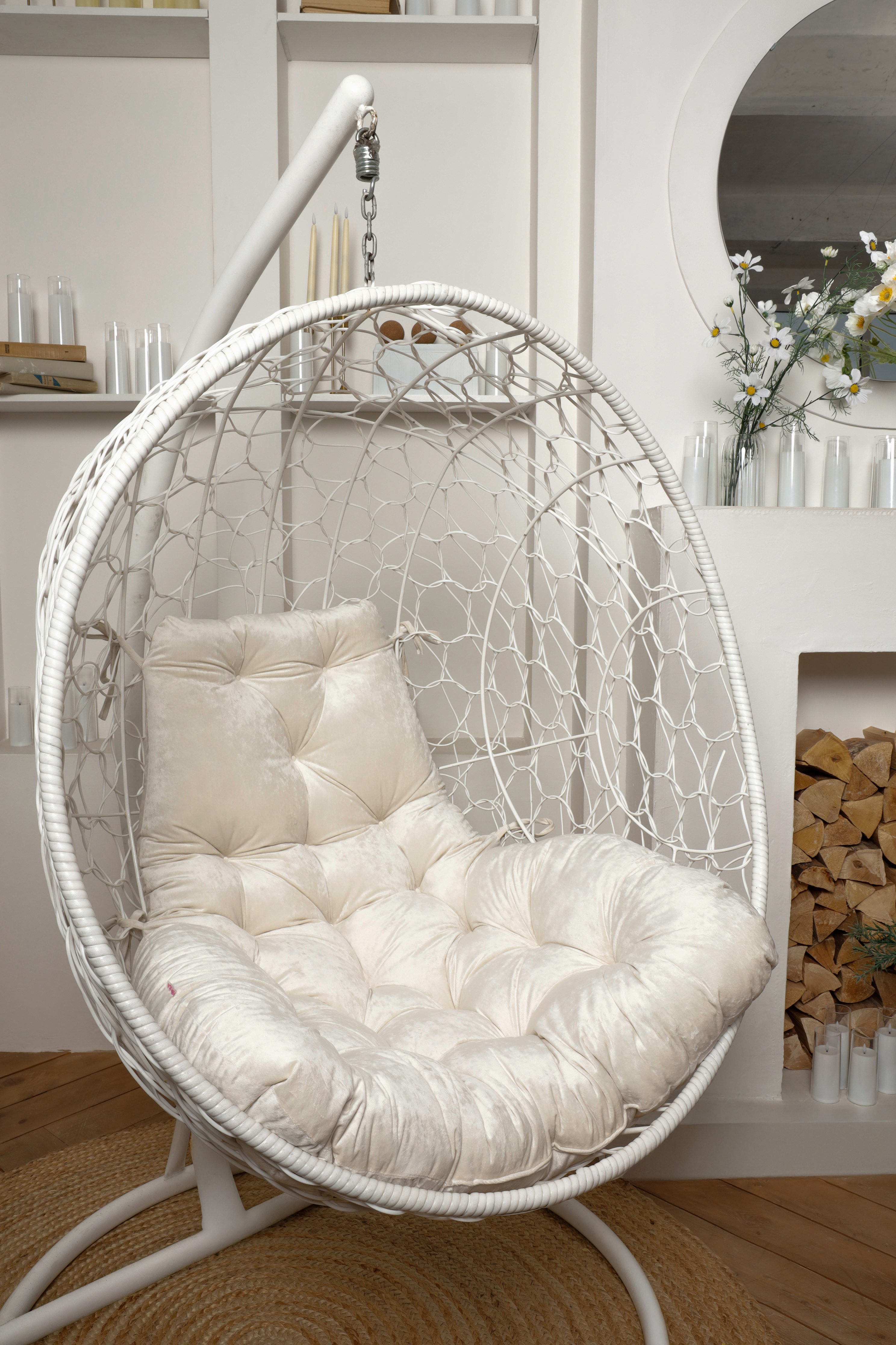 Изображение товара Подушка пикованная Alberica груша Велюр 100x130 см белая для мебели и отдыха