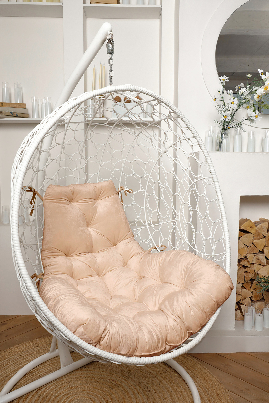 Изображение товара Подушка пикованная Alberica груша Велюр 100x130 см бежевый - комфортная садовая и домашняя мебель