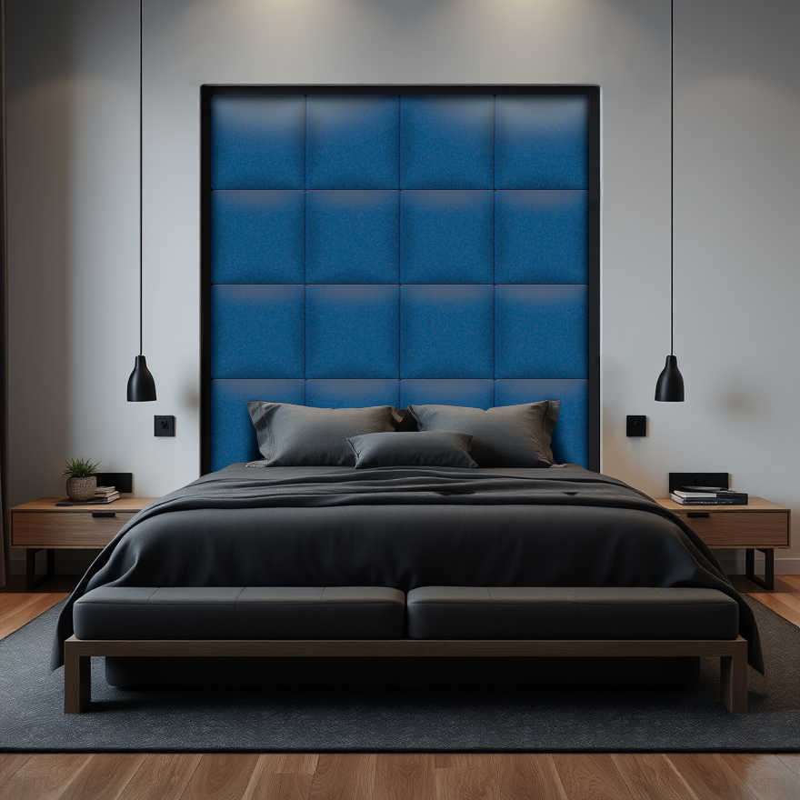 Изображение товара Мягкая стеновая панель 3D Kovalevski 200-11, 50x50 см, цвет темно-синий, 2 шт