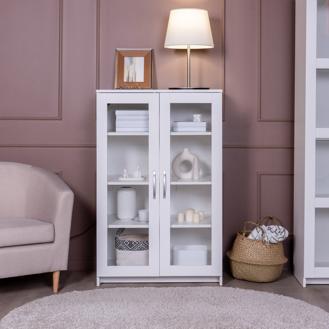 Изображение товара Витрина Гуд Лакк Сириус 2 двери со стеклом 78x123 см белый мебель для хранения