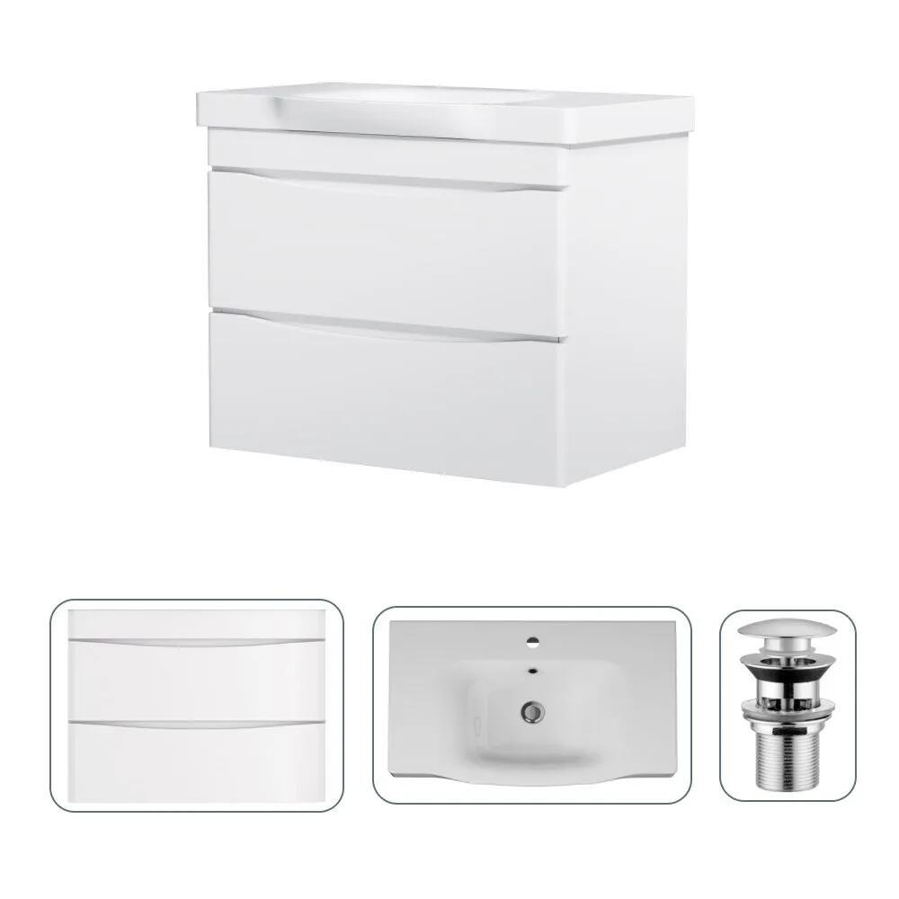 Изображение товара Тумба с раковиной Am.pm M80FHX0802WC080WG-164 Like 80 см подвесная с донным клапаном цвет белый