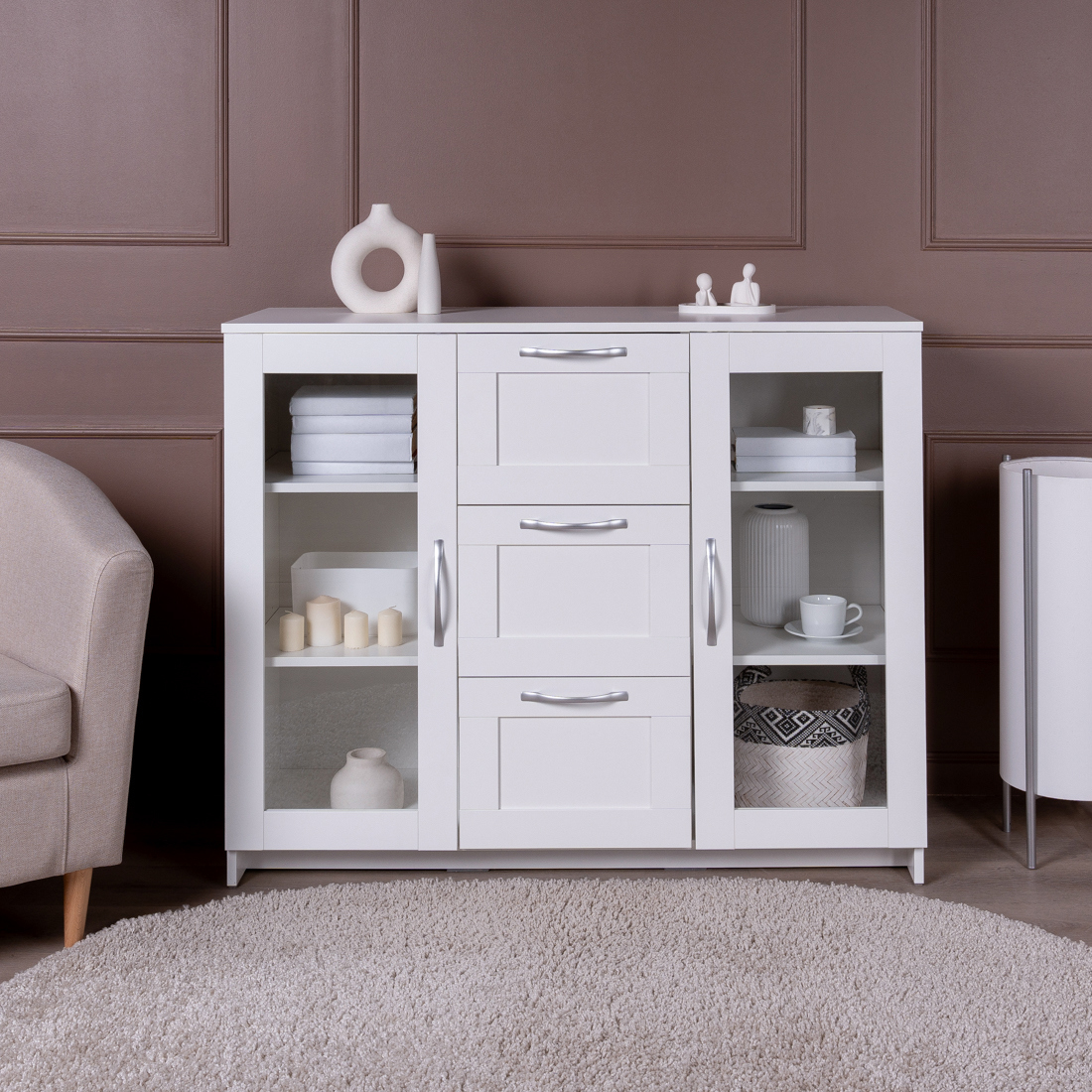 Изображение товара Витрина с выдвижными ящиками Гуд Лакк Сириус 117х95 см белый мебель для дома