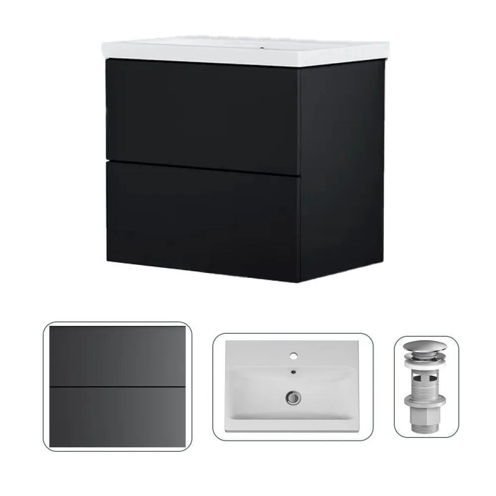 Изображение товара Тумба с раковиной Am.pm M90FHX06022BMWC060WG-M100 60 см черная подвесная с донным клапаном