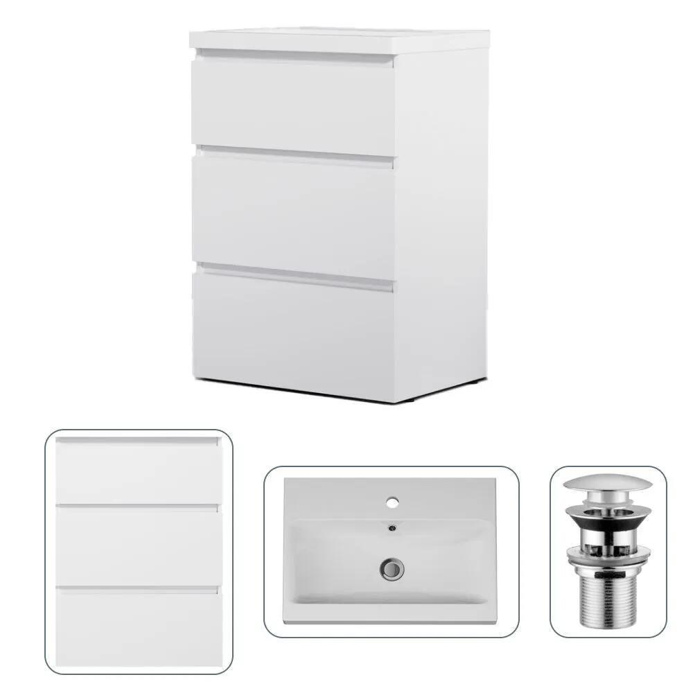 Изображение товара Тумба с раковиной 60 см AM.PM M91FSX0602WC060WG-164 с металлическим донным клапаном