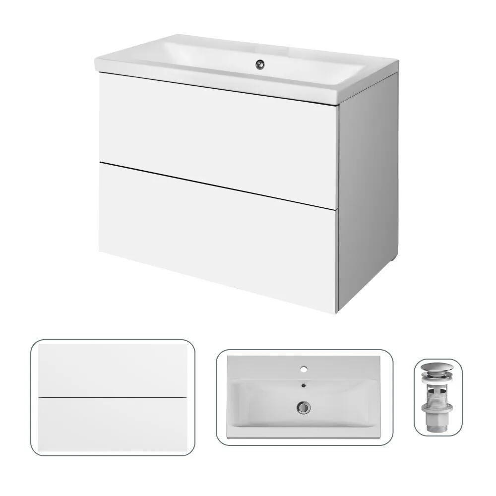 Изображение товара Тумба с раковиной Am.pm M90FHX0752WC075WG-M100 Gem 75 см подвесная с донным клапаном 2 ящика цвет белый Изображение товара Тумба с раковиной Am.pm M90FHX0752WC075WG-M100 Gem 75 см подвесная с донным клапаном 2 ящика цвет белый