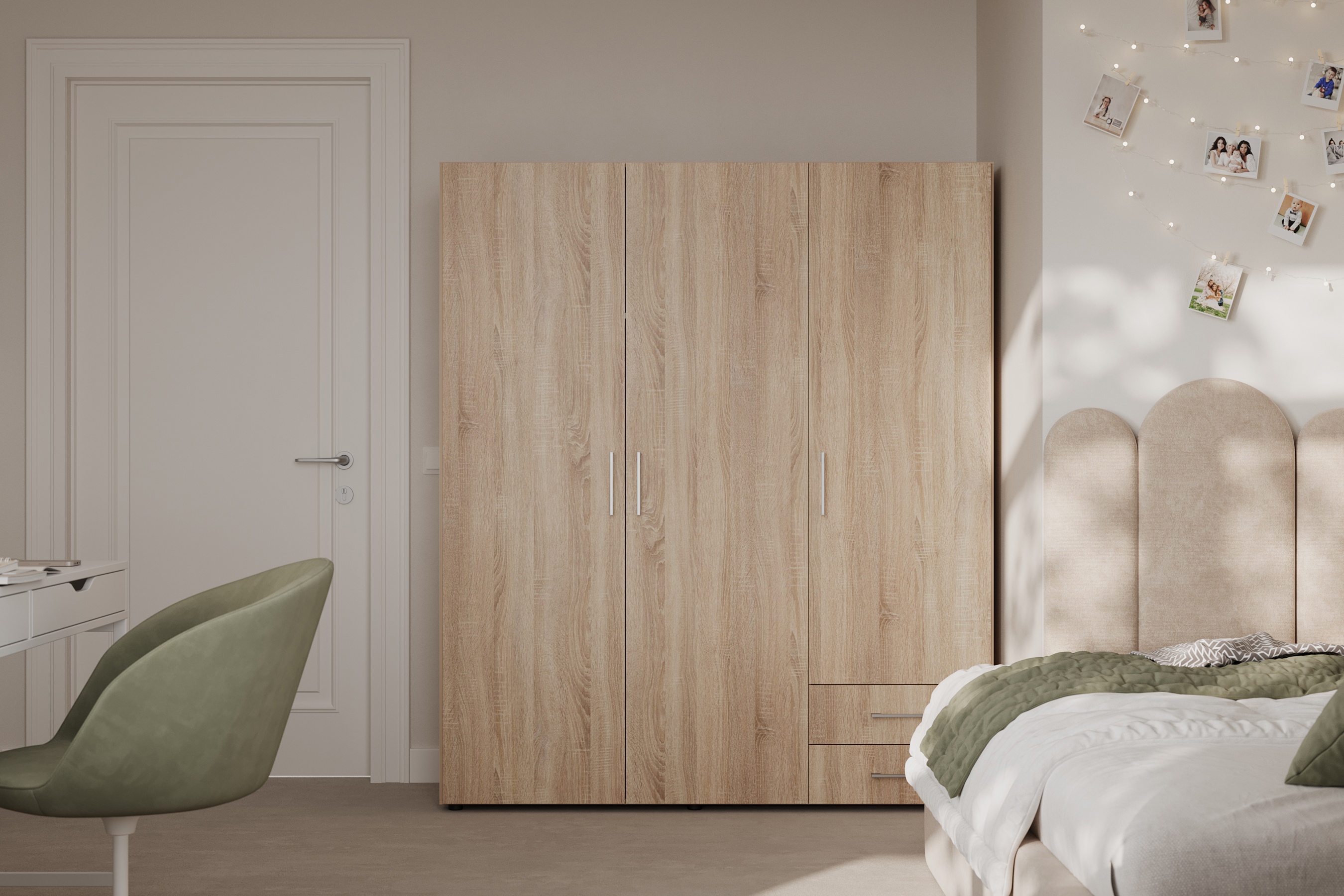 Изображение товара Шкаф распашной Lazurit 3 створчатый 150.2x176.2x51.3 см ЛДСП цвет дуб сонома