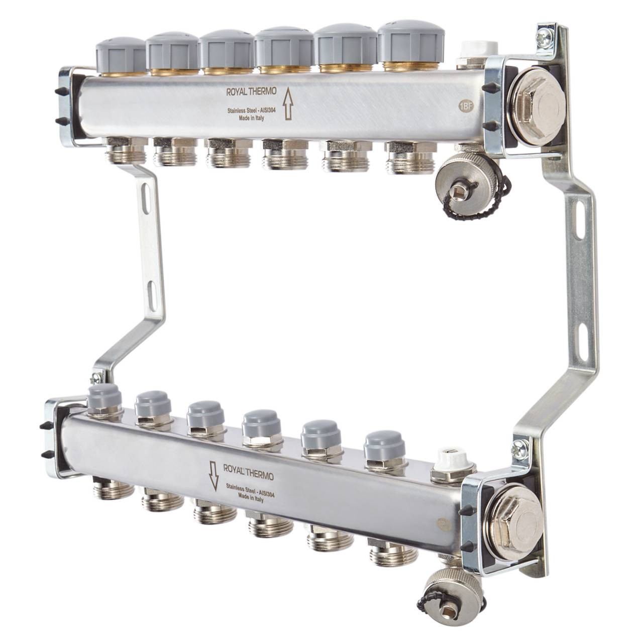 Изображение товара Коллекторная группа Royal thermo 2 выхода из нержавеющей стали, евроконус Италия 1"x3/4"