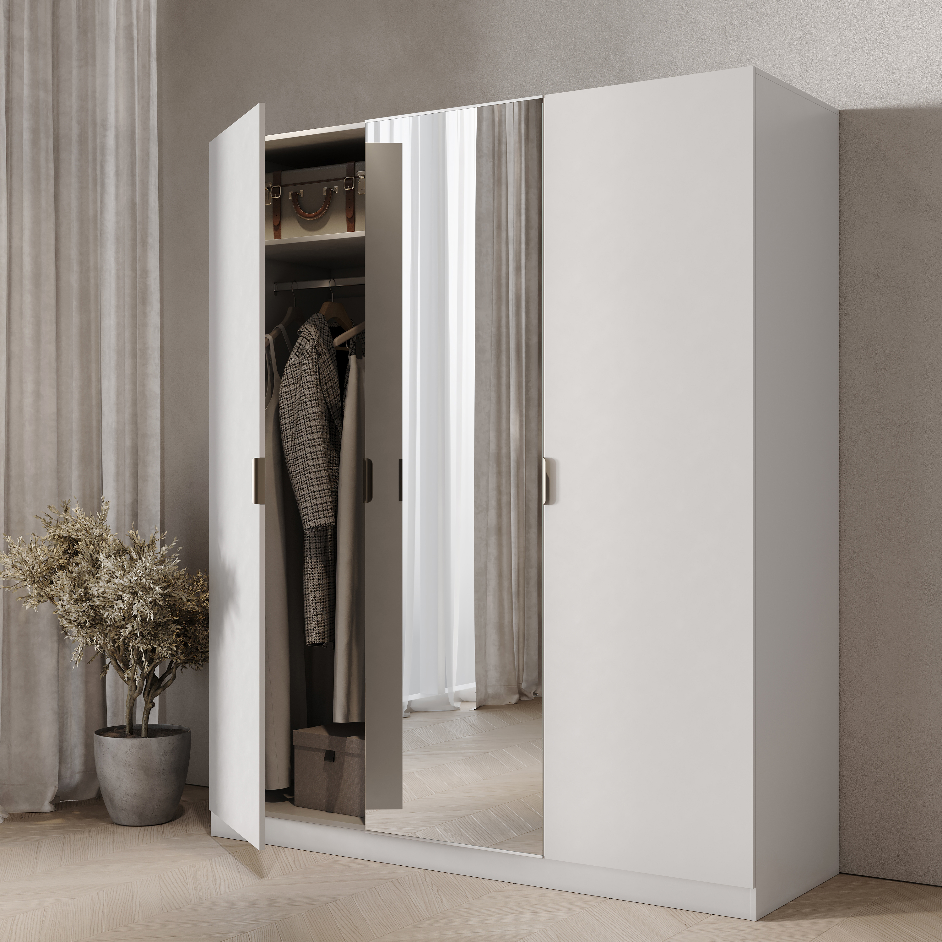 Изображение товара Шкаф распашной Турин Комфорт 3720 с 3 дверями 180x213x60 см ЛДСП цвет белый