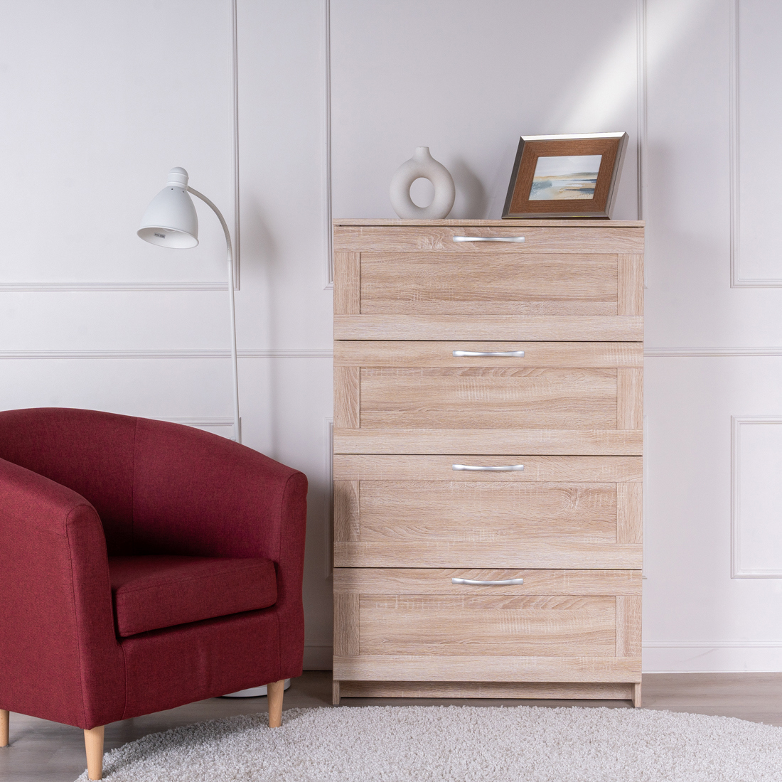 Изображение товара Комод Гуд Лакк Сириус с 4 ящиками из ЛДСП цвет дуб сонома 78x41x123 см