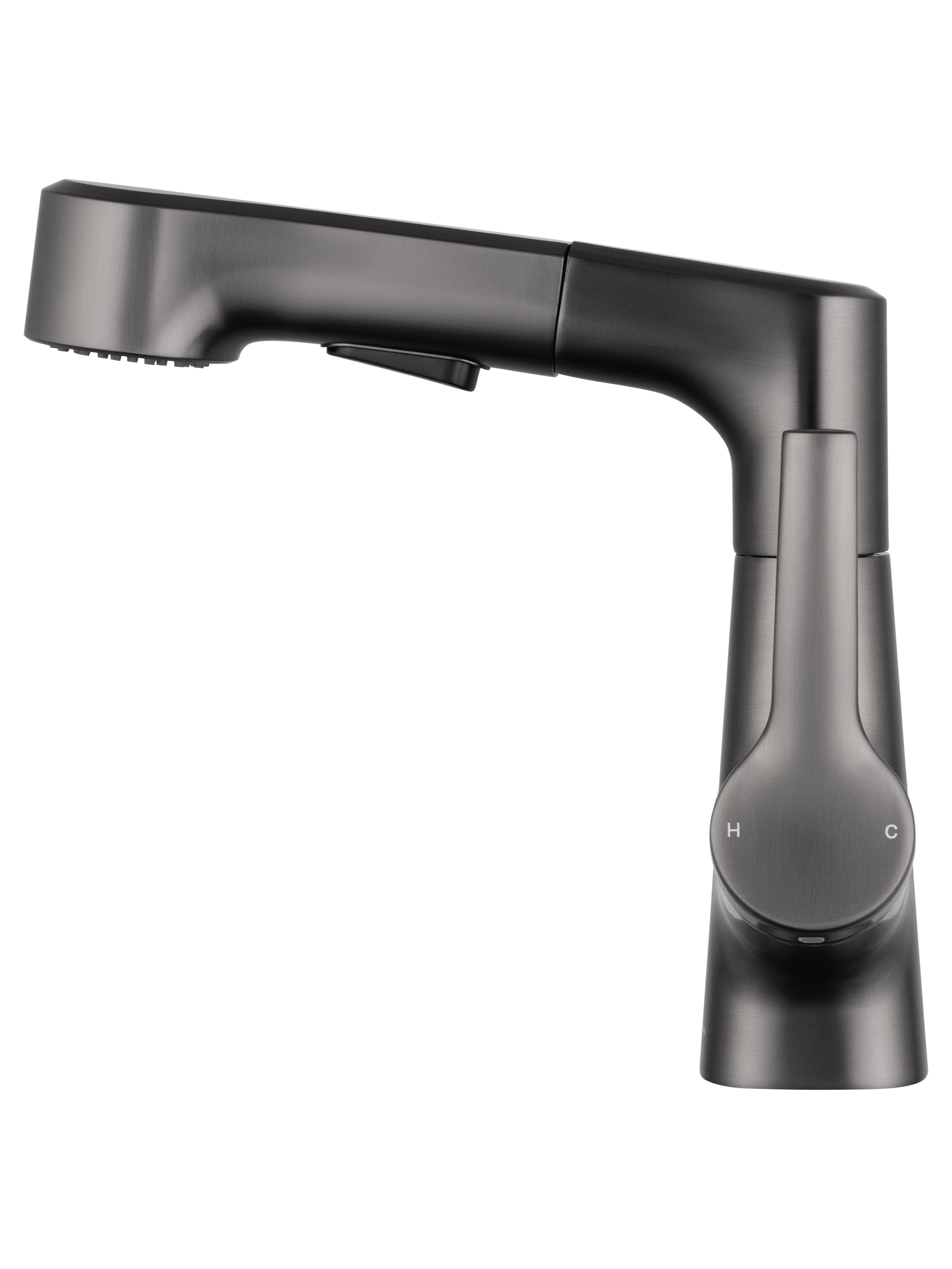 Изображение товара Смеситель для раковины с выдвижным изливом Wonzon & Woghand однорычажный цвет темный графит WW-121B108-BGG