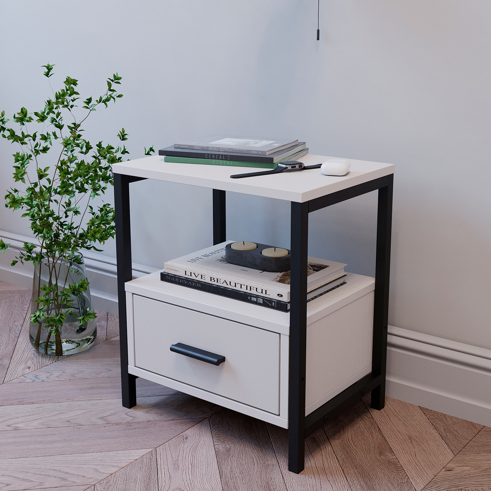 Изображение товара Тумба прикроватная Letta 40.6x47x30.4 см металл цвет белый