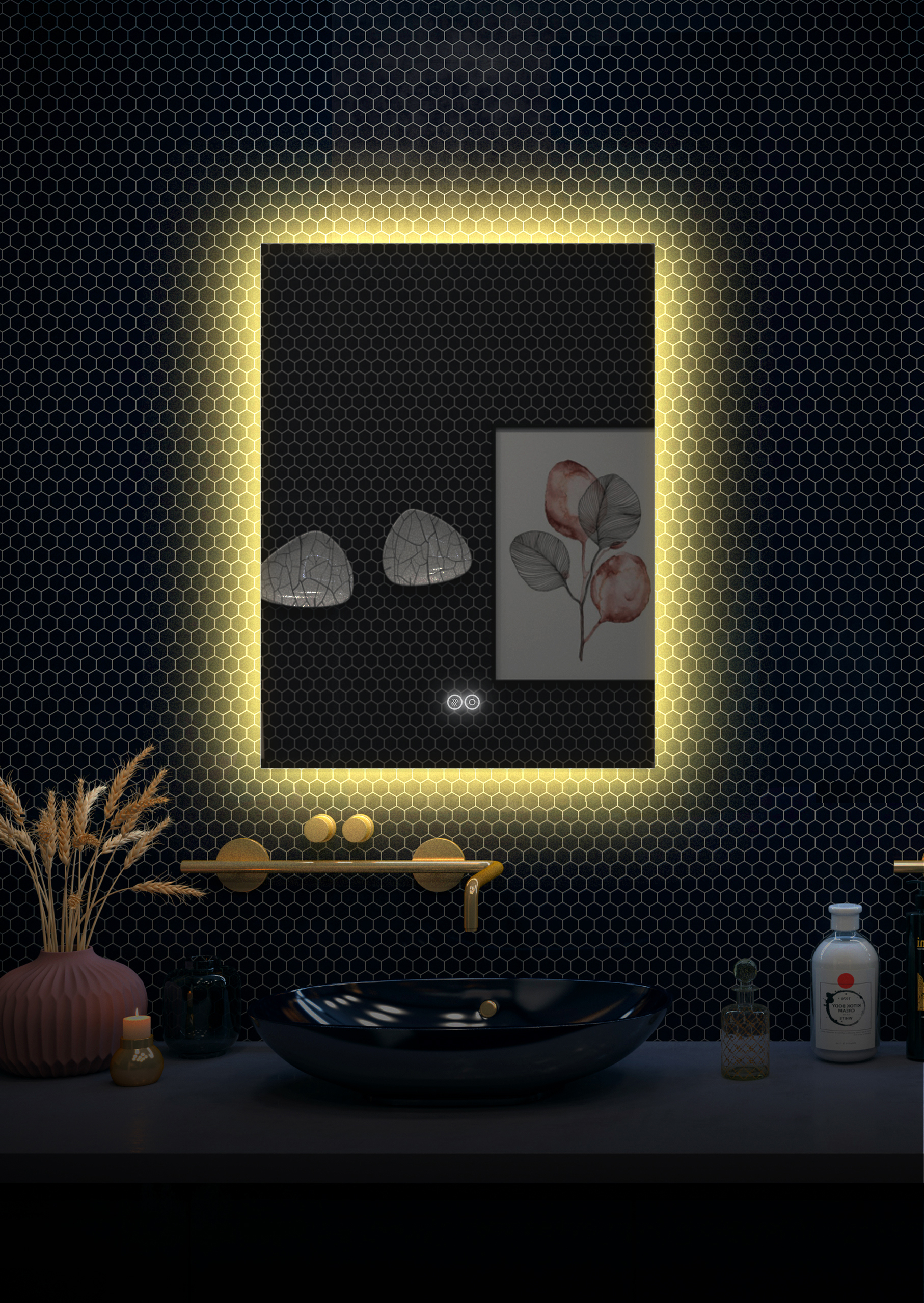 Изображение товара Зеркало для ванной Alfa Mirrors Ek-68At с подсветкой 60х80 см влагостойкое