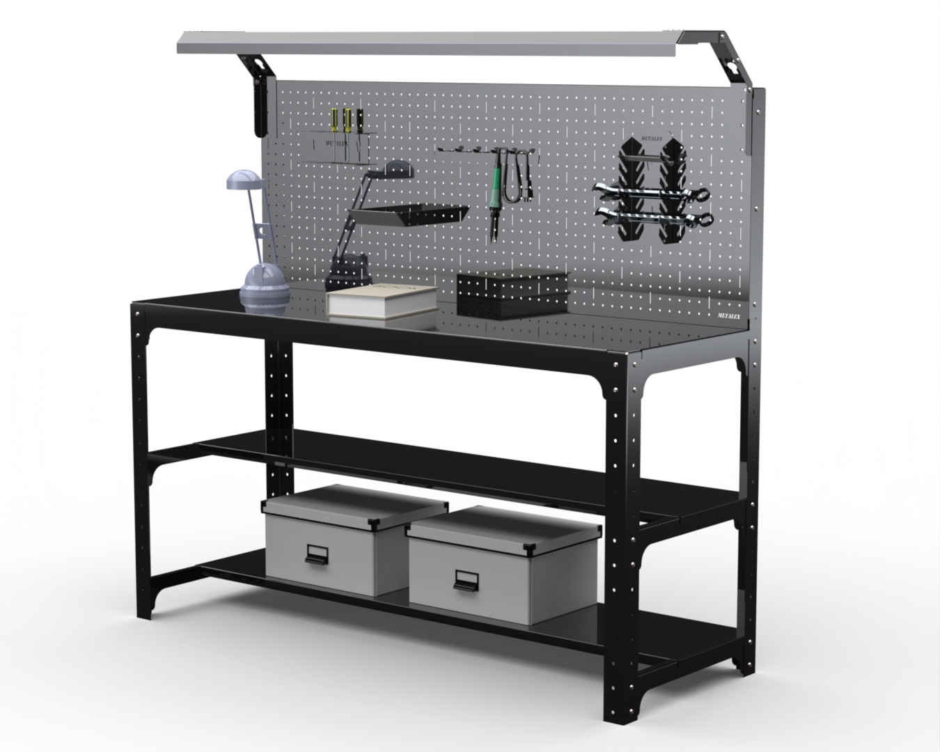 Изображение товара Металлический верстак Metalex 201626 с освещением и перфопанелью 260 кг