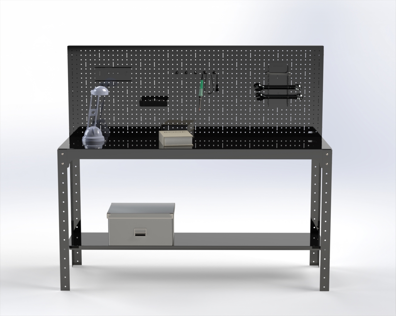 Изображение товара Металлический стол Metalex 201525 с перфопанелью и аксессуарами