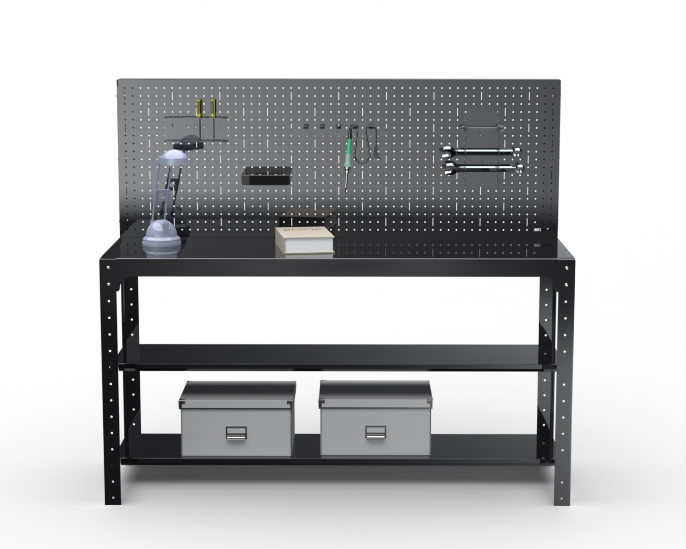 Изображение товара Металлический стол Metalex 201546 с перфопанелью и аксессуарами