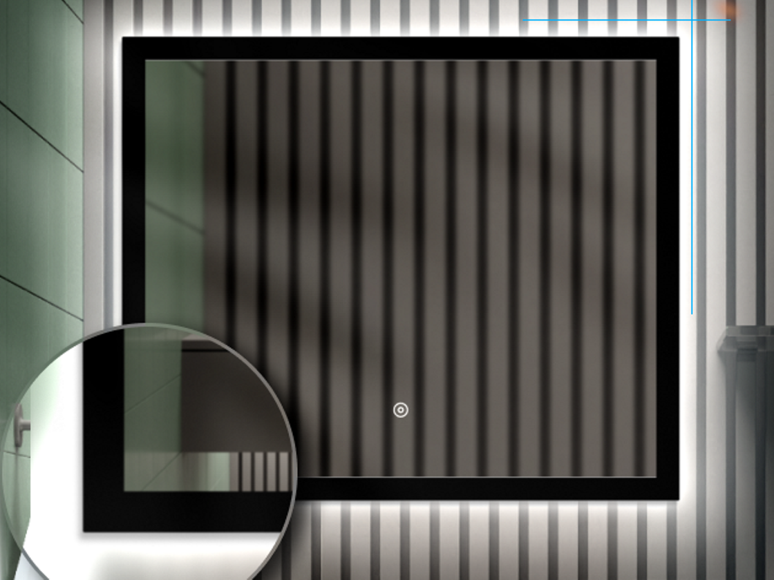 Изображение товара Зеркало для ванной с подсветкой Alfa mirrors 70x50 см черное прямоугольное