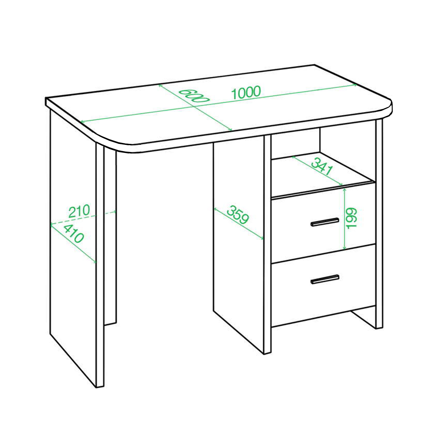 Изображение товара Стол Мэрдэс СКЛ-Прям100Р КШ-Ч 100x77x60 см из ЛДСП цвета карамель и ясень шимо темный